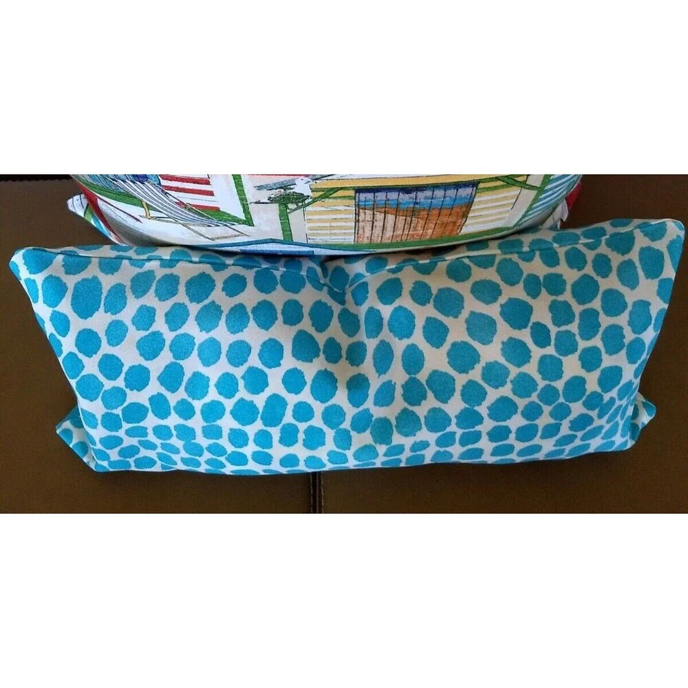 GENEVIEVE GORDER Turquoise Dot 10X20 LUMBAR IN/OUTDOOR Throw Pillow‎ Cover NEW